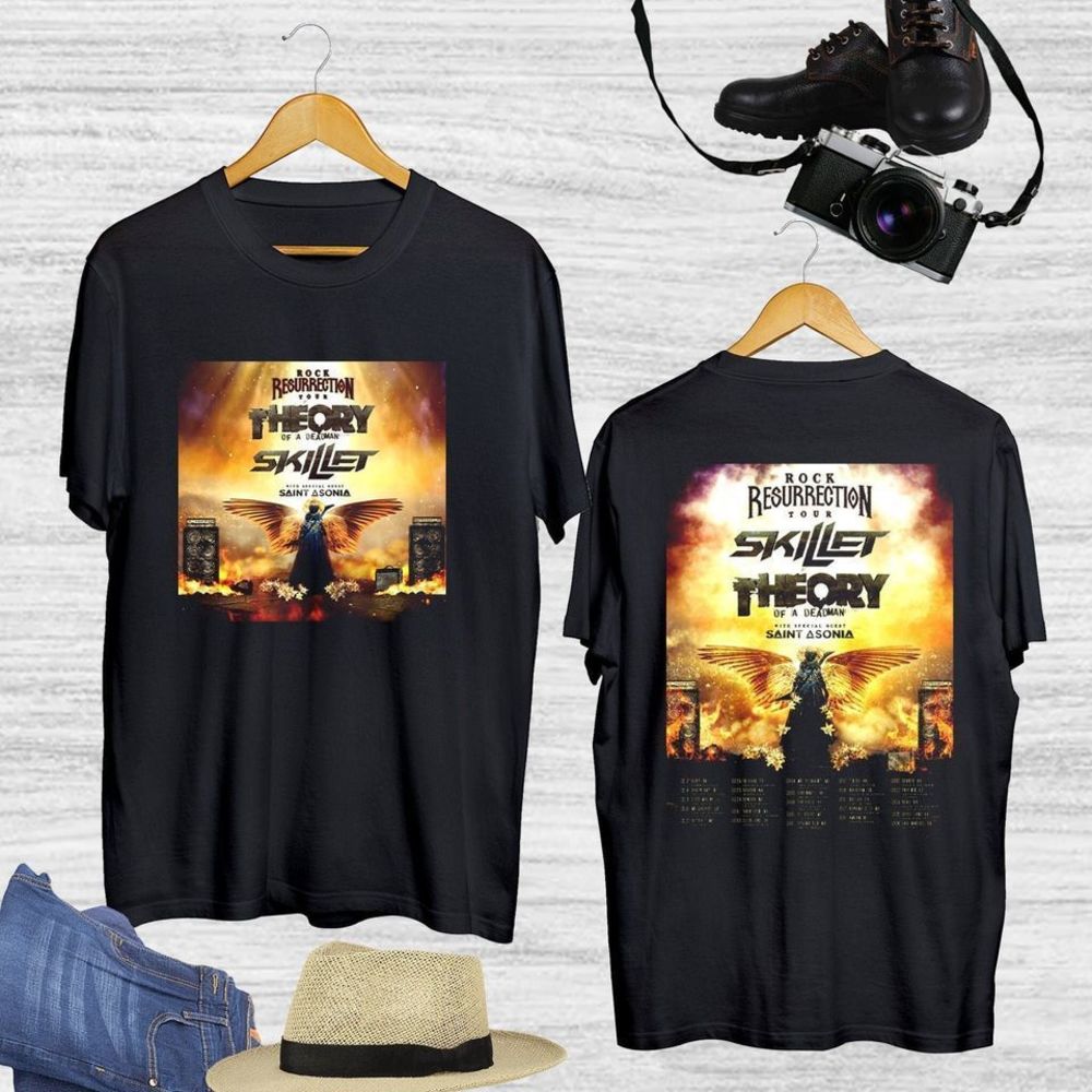 Skillet Theory Of A Deadman Rock Reurection Tour 2023 2 Sided Shirt